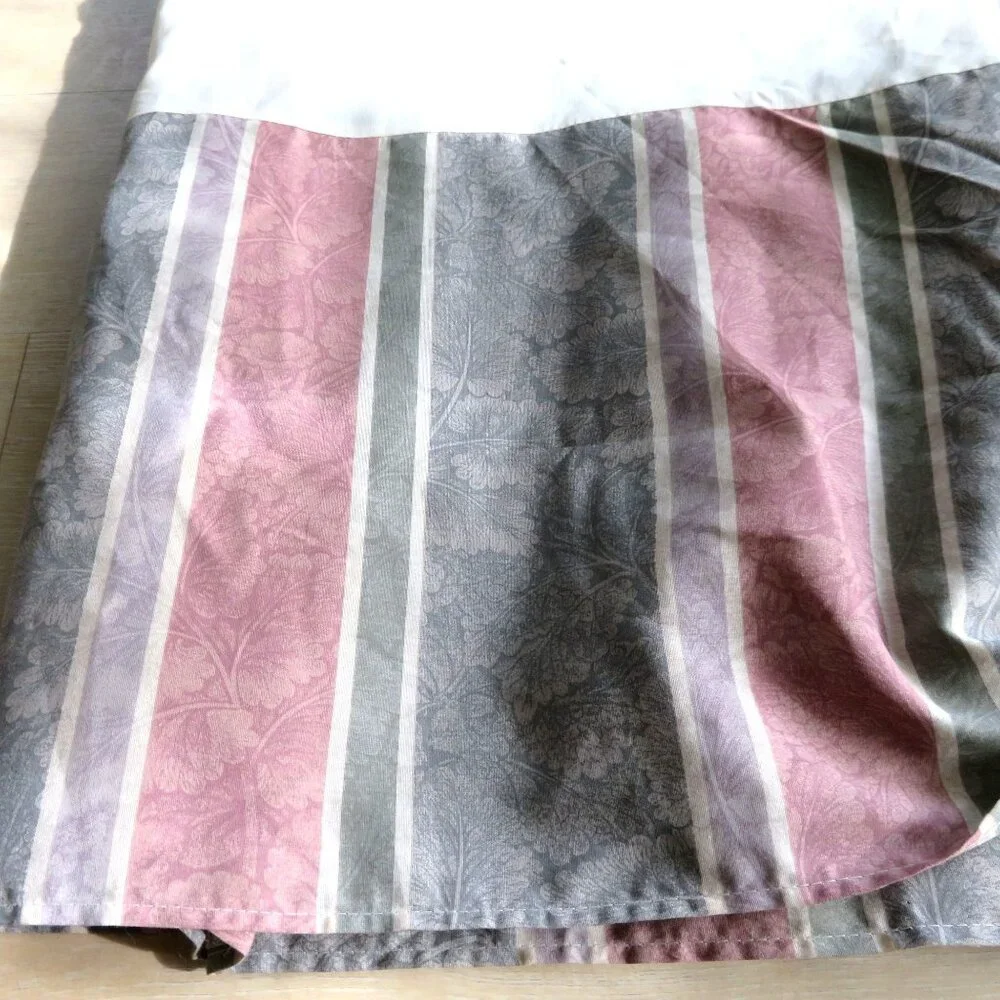 Vintage Floral Striped King Size Bed Skirt Multicolor 14.5
